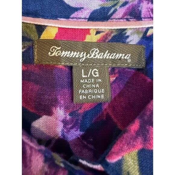 Tommy Bahama Women's 100% Linen Floral Tropical Short Sleeve Top - Size L - Picture 12 of 15